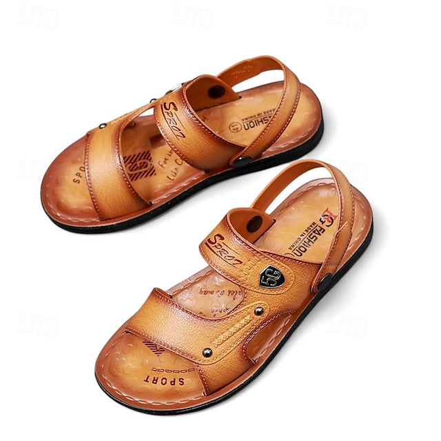 Men's Outdoor Adventure Sandals with Rugged Faux Leather and Supportive Sole - 59 Street Vibes