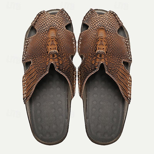 Men's Leather Sandals with Lace-Up Design for Breathable Summer Comfort - 59 Street Vibes