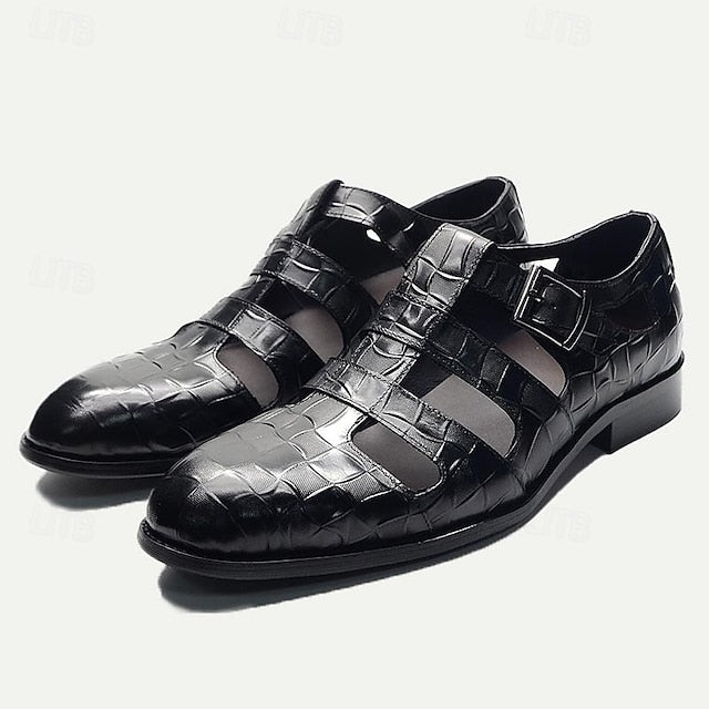 Men's Premium Crocodile Pattern Fisherman Sandals with Monk Strap Design - 59 Street Vibes