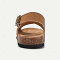 Men's Leather Flat Sandals with Buckle for Breathable Summer Wear - 59 Street Vibes