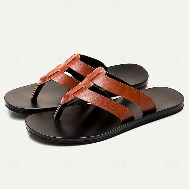 Men's Microfiber Flat Sandals with Loafer Style for Casual Comfort - 59 Street Vibes