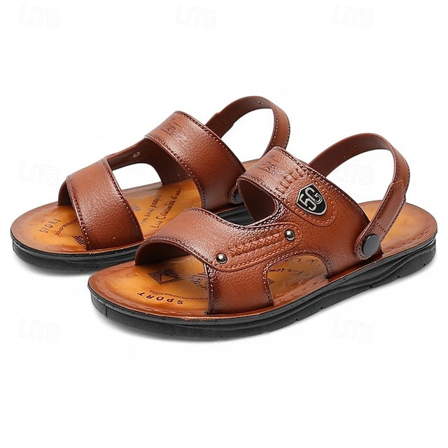 Men's Outdoor Adventure Sandals with Rugged Faux Leather and Supportive Sole - 59 Street Vibes