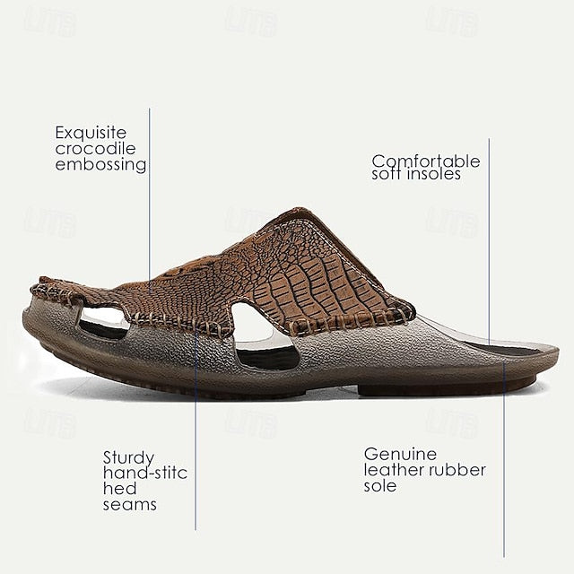 Men's Leather Sandals with Lace-Up Design for Breathable Summer Comfort - 59 Street Vibes