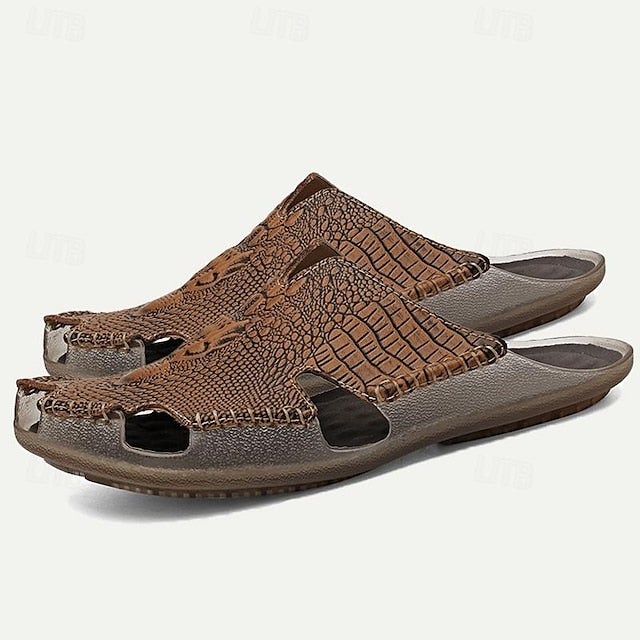 Men's Leather Sandals with Lace-Up Design for Breathable Summer Comfort - 59 Street Vibes
