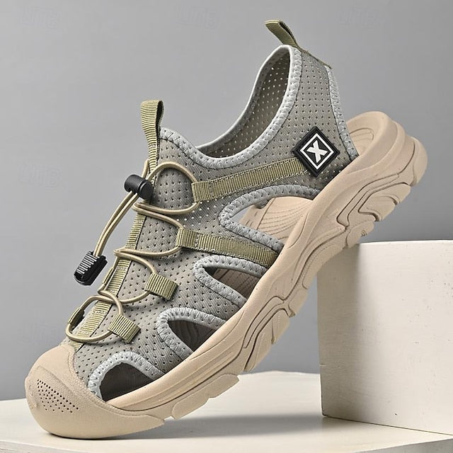 Men's Mesh Sports Sandals with Magic Tape for Hiking and Beach Wear - 59 Street Vibes