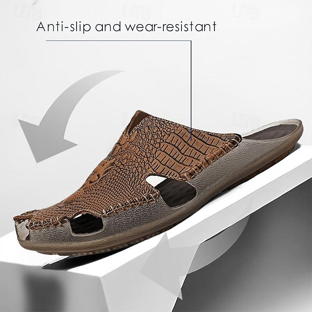 Men's Leather Sandals with Lace-Up Design for Breathable Summer Comfort - 59 Street Vibes