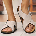 Men's Leather Flat Sandals with Buckle for Breathable Summer Wear - 59 Street Vibes