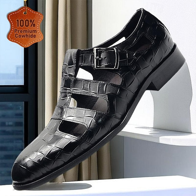 Men's Premium Crocodile Pattern Fisherman Sandals with Monk Strap Design - 59 Street Vibes