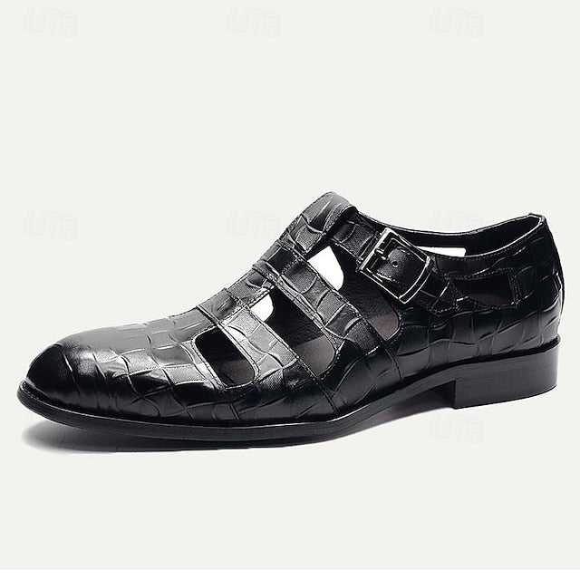 Men's Premium Crocodile Pattern Fisherman Sandals with Monk Strap Design - 59 Street Vibes