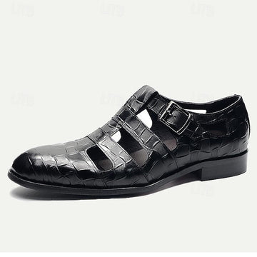 Men's Premium Crocodile Pattern Fisherman Sandals with Monk Strap Design - 59 Street Vibes