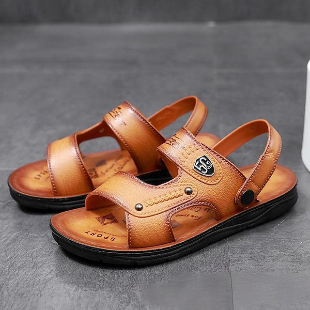 Men's Outdoor Adventure Sandals with Rugged Faux Leather and Supportive Sole - 59 Street Vibes