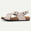 Men's Leather Flat Sandals with Buckle for Breathable Summer Wear - 59 Street Vibes