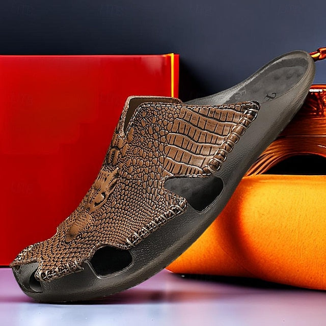 Men's Leather Sandals with Lace-Up Design for Breathable Summer Comfort - 59 Street Vibes