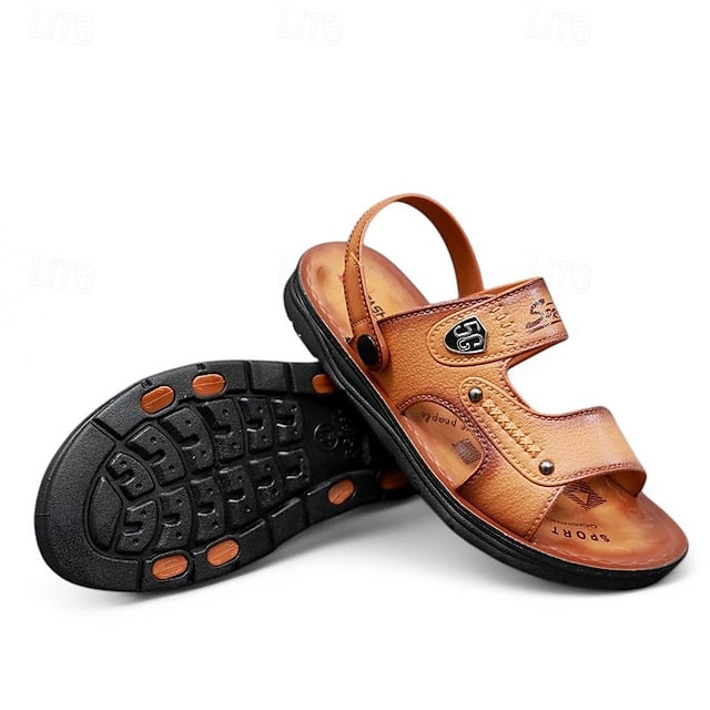 Men's Outdoor Adventure Sandals with Rugged Faux Leather and Supportive Sole - 59 Street Vibes