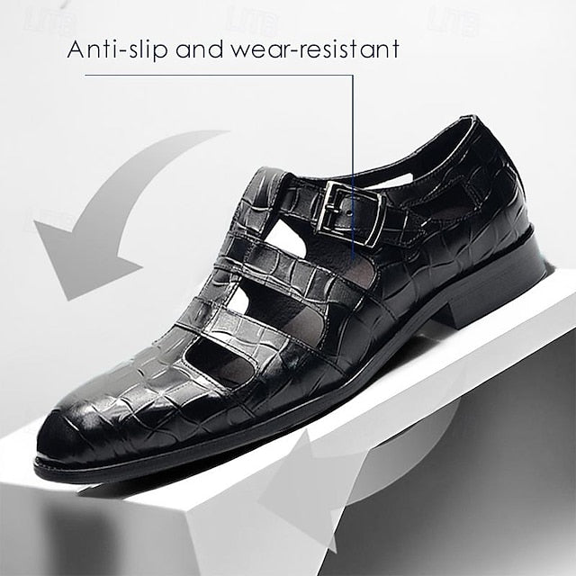 Men's Premium Crocodile Pattern Fisherman Sandals with Monk Strap Design - 59 Street Vibes