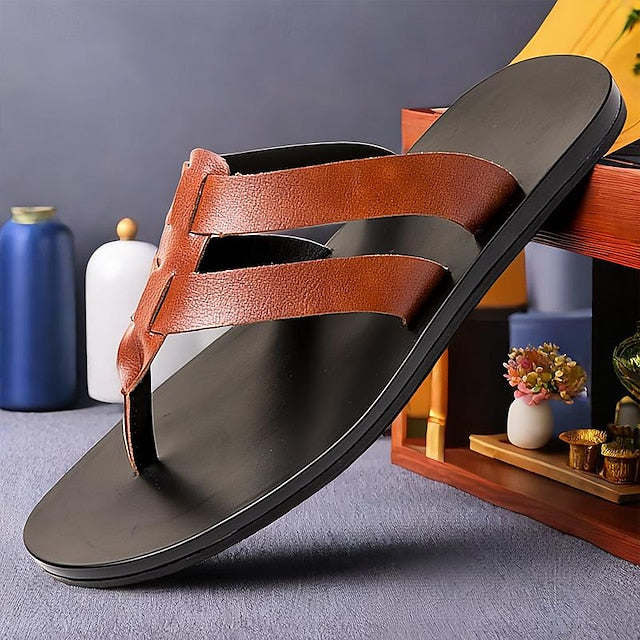 Men's Microfiber Flat Sandals with Loafer Style for Casual Comfort - 59 Street Vibes