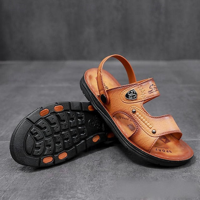 Men's Outdoor Adventure Sandals with Rugged Faux Leather and Supportive Sole - 59 Street Vibes
