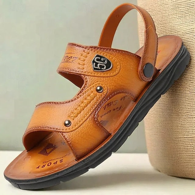 Men's Outdoor Adventure Sandals with Rugged Faux Leather and Supportive Sole - 59 Street Vibes