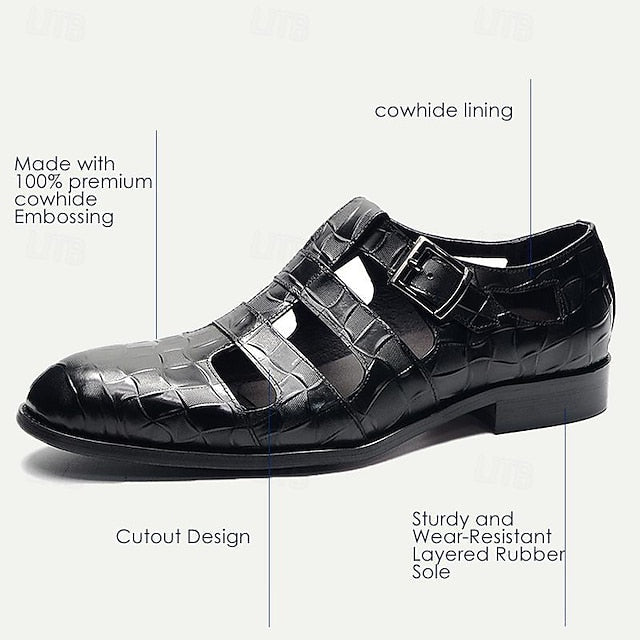Men's Premium Crocodile Pattern Fisherman Sandals with Monk Strap Design - 59 Street Vibes
