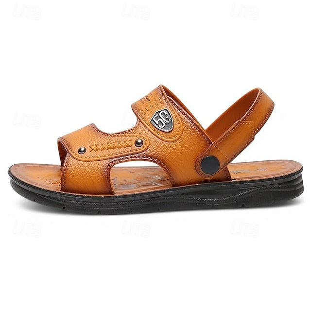 Men's Outdoor Adventure Sandals with Rugged Faux Leather and Supportive Sole - 59 Street Vibes